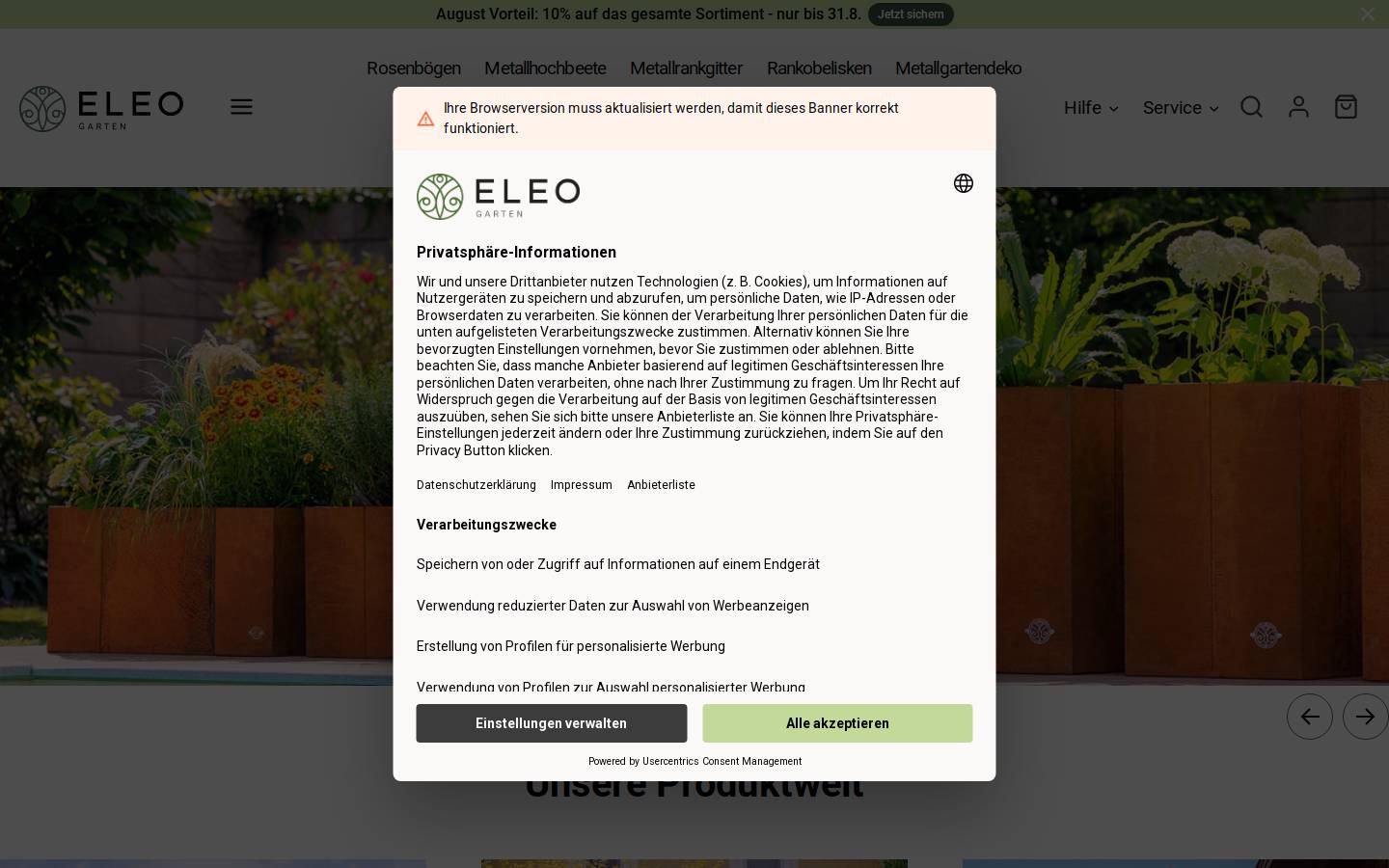 Eleo Garten homepage screenshot