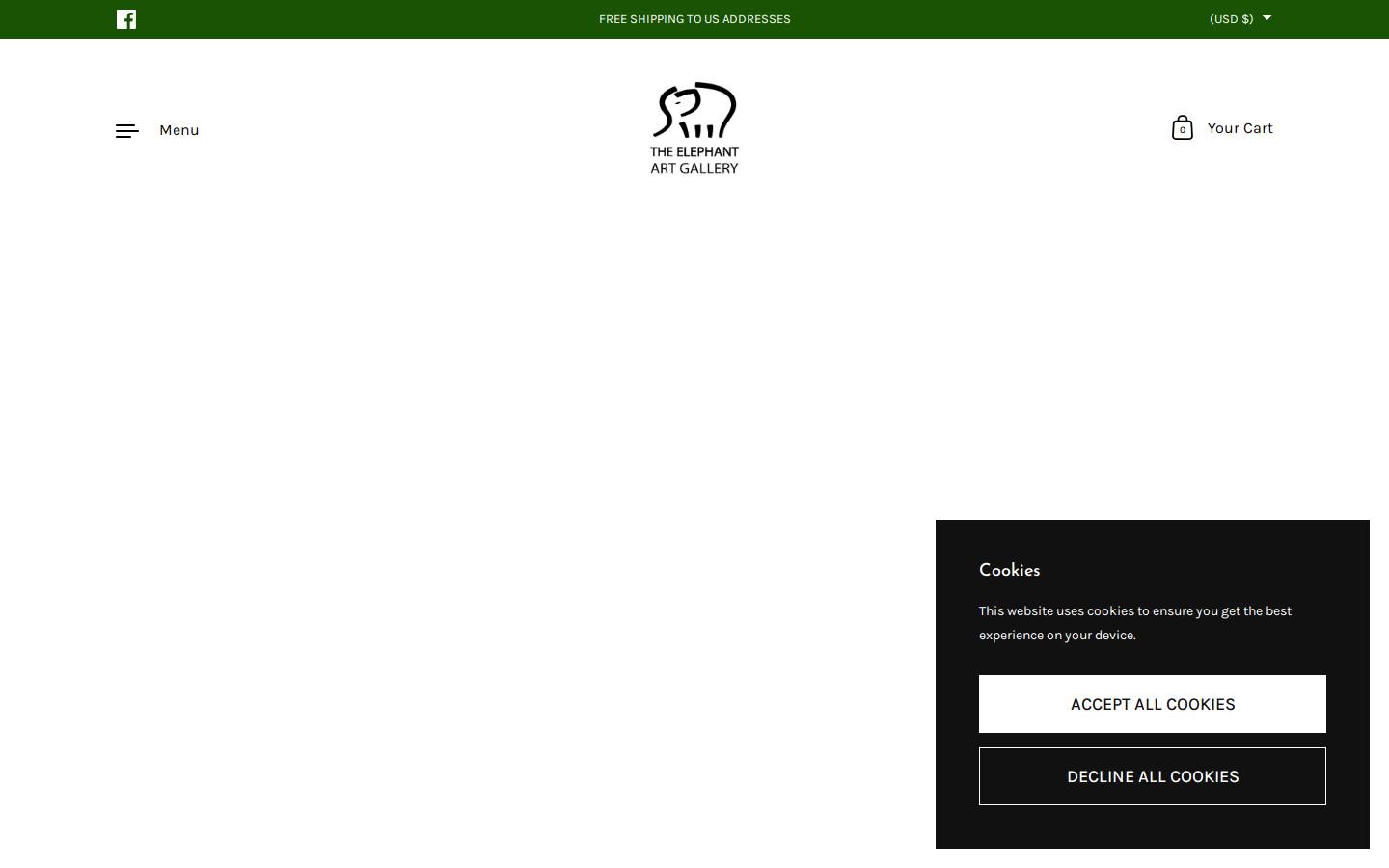 elephantartgallery.com homepage screenshot