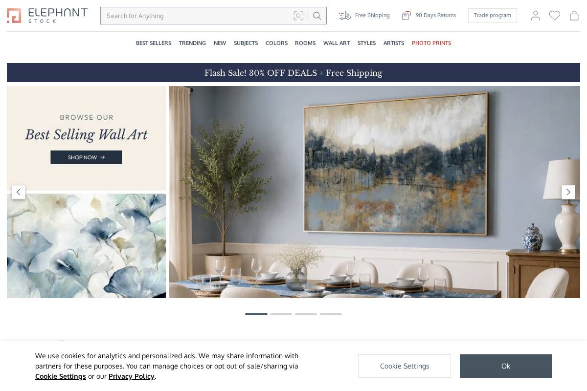 Elephant Stock homepage screenshot