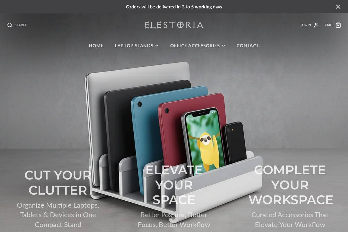 Elestoria homepage screenshot