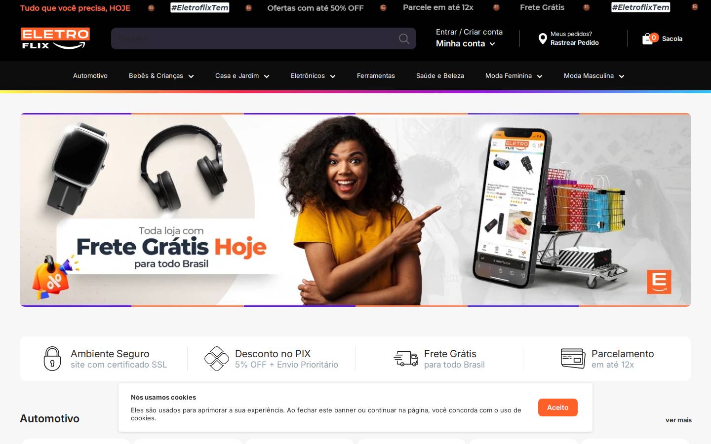 eletroflix.com homepage screenshot