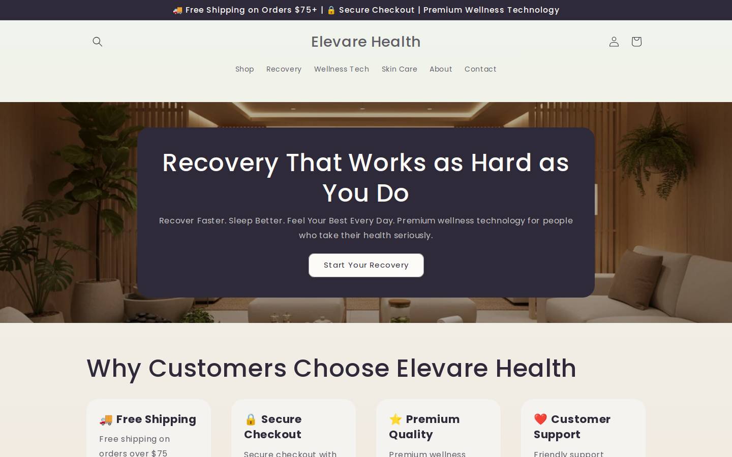 elevare-health.com homepage screenshot