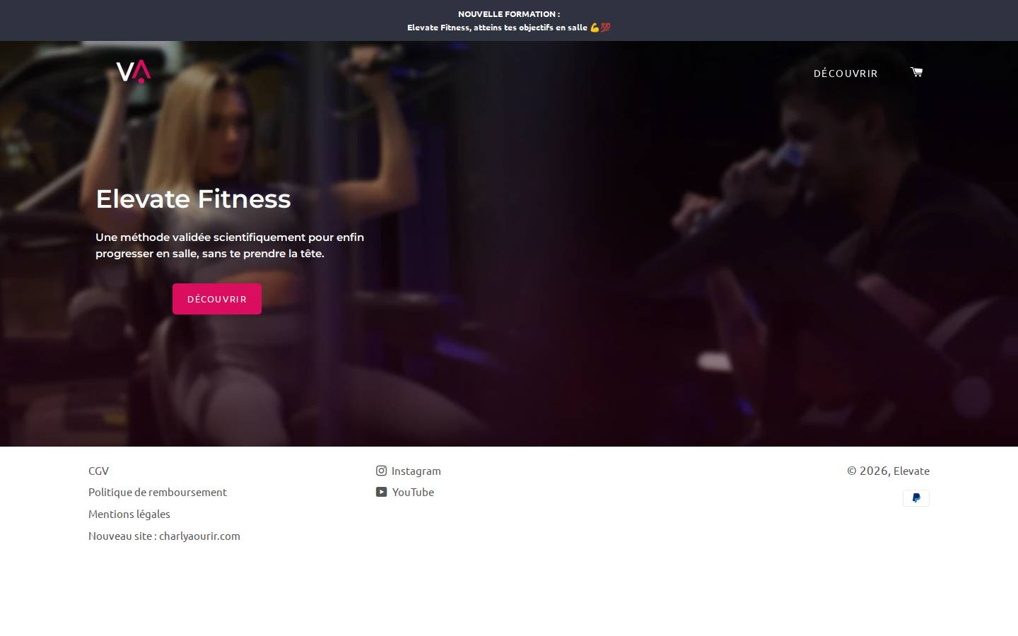 Elevate homepage screenshot