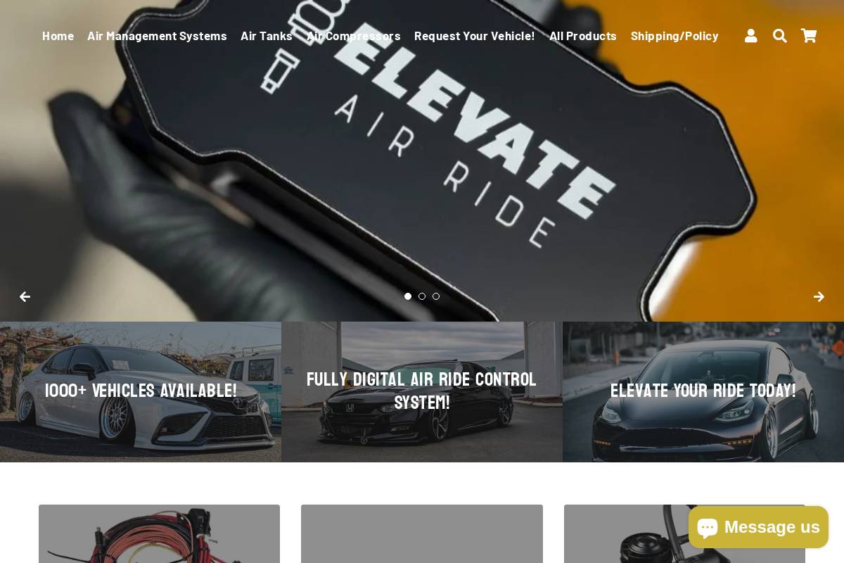 elevateairride.com homepage screenshot