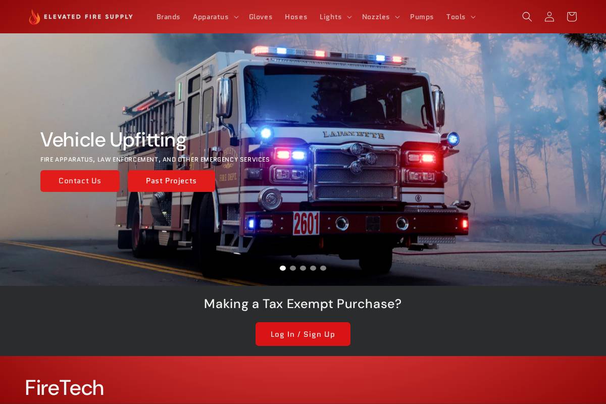 elevatedfiresupply.com homepage screenshot