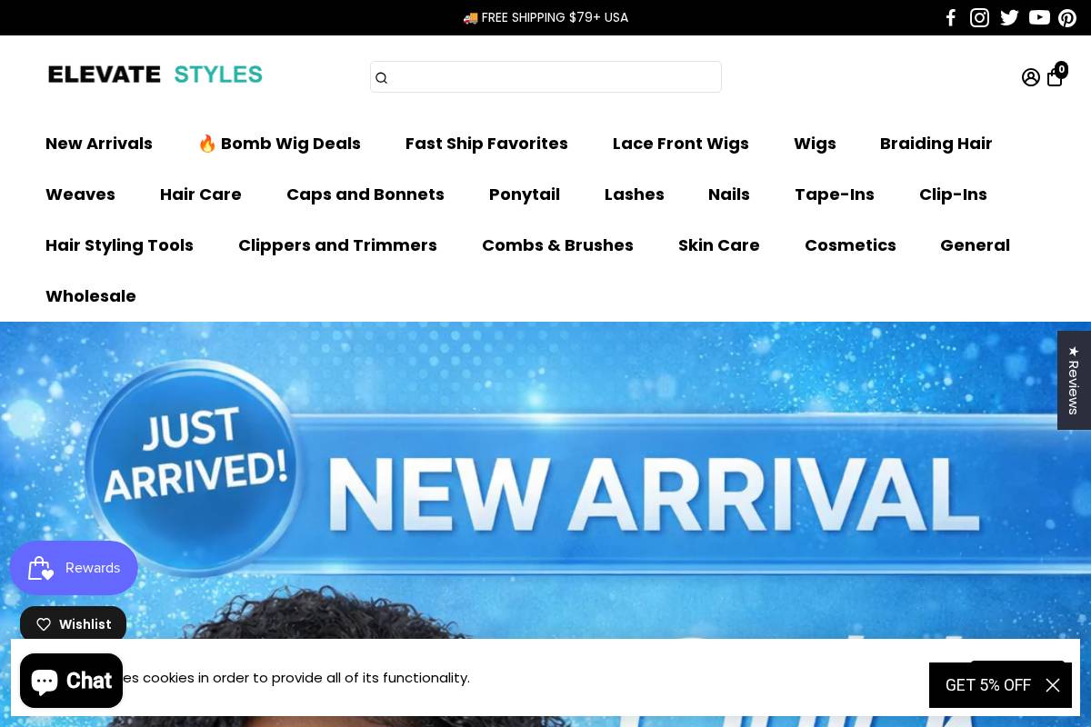 Elevate Styles homepage screenshot