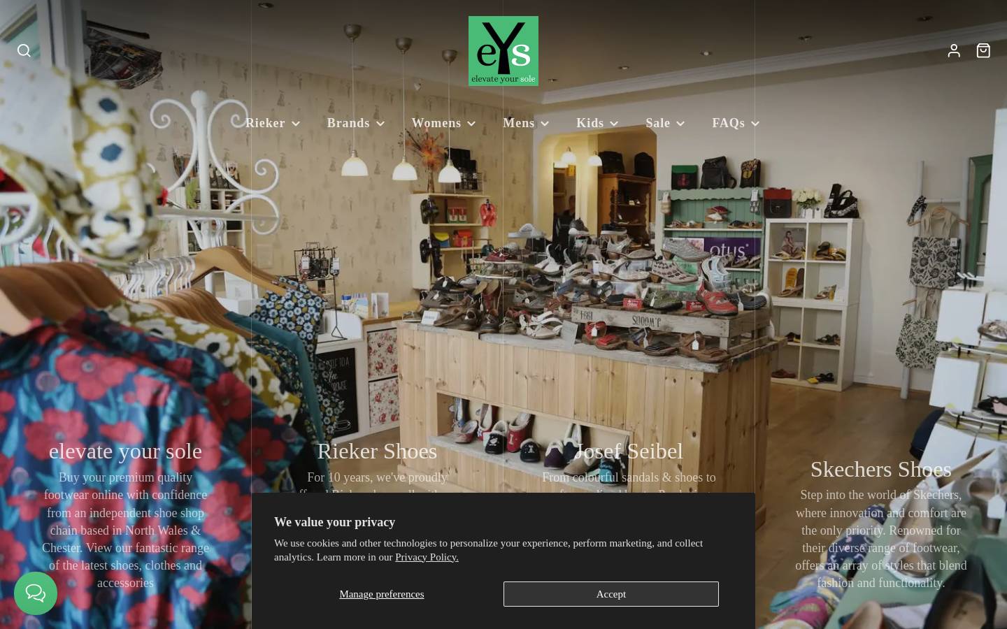 elevate your sole homepage screenshot