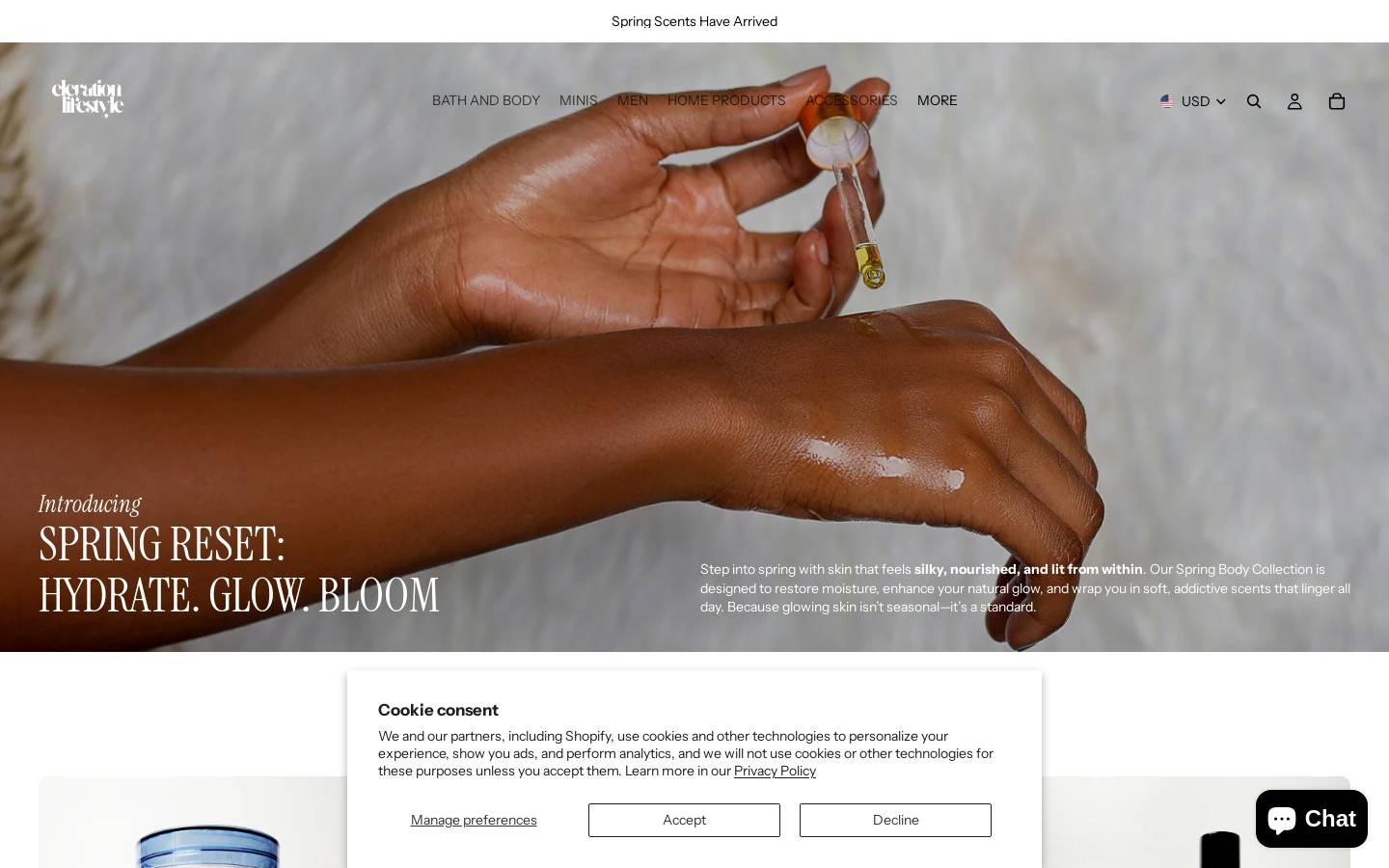 elevationlifestyle.com homepage screenshot