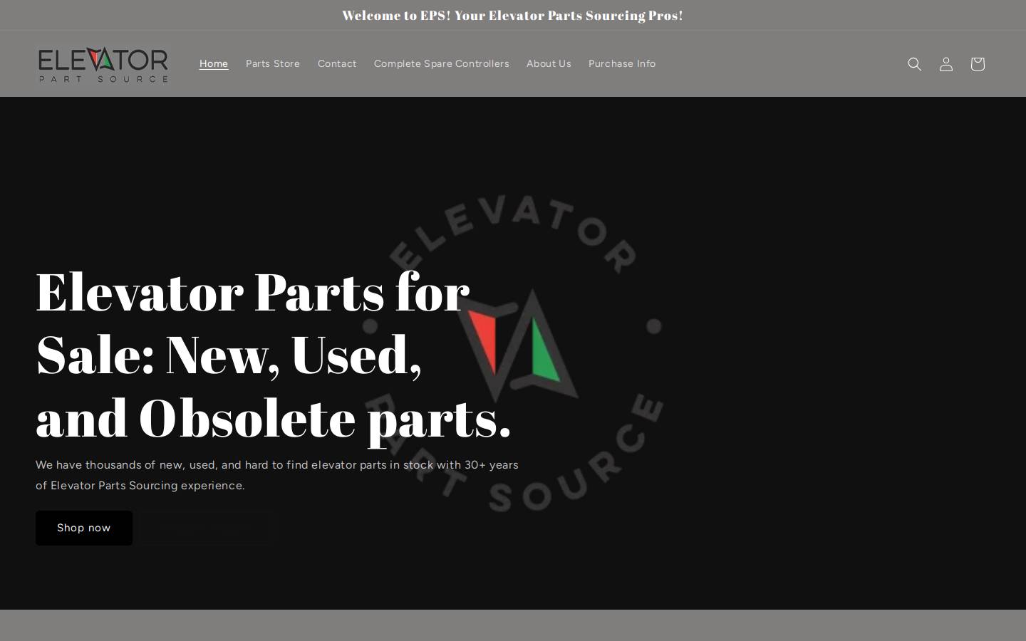 elevatorpartsource.com homepage screenshot