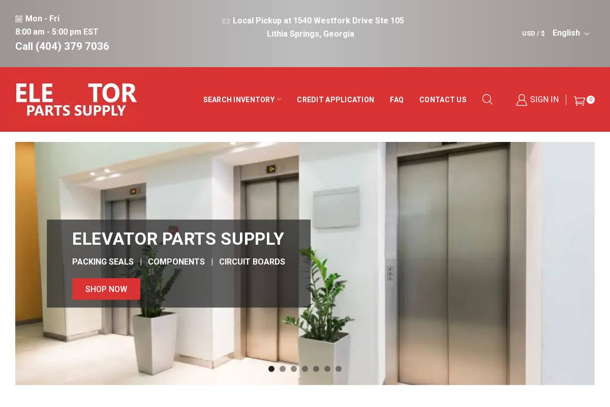 elevatorpartssupply.com homepage screenshot