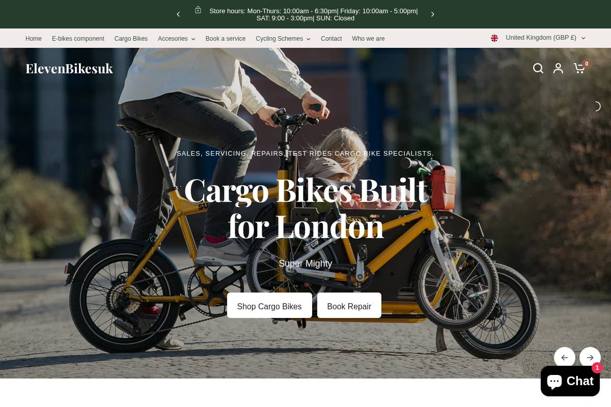 Elevenbikesuk homepage screenshot