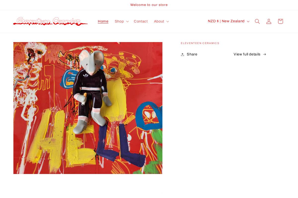 eleventeenceramics.com homepage screenshot