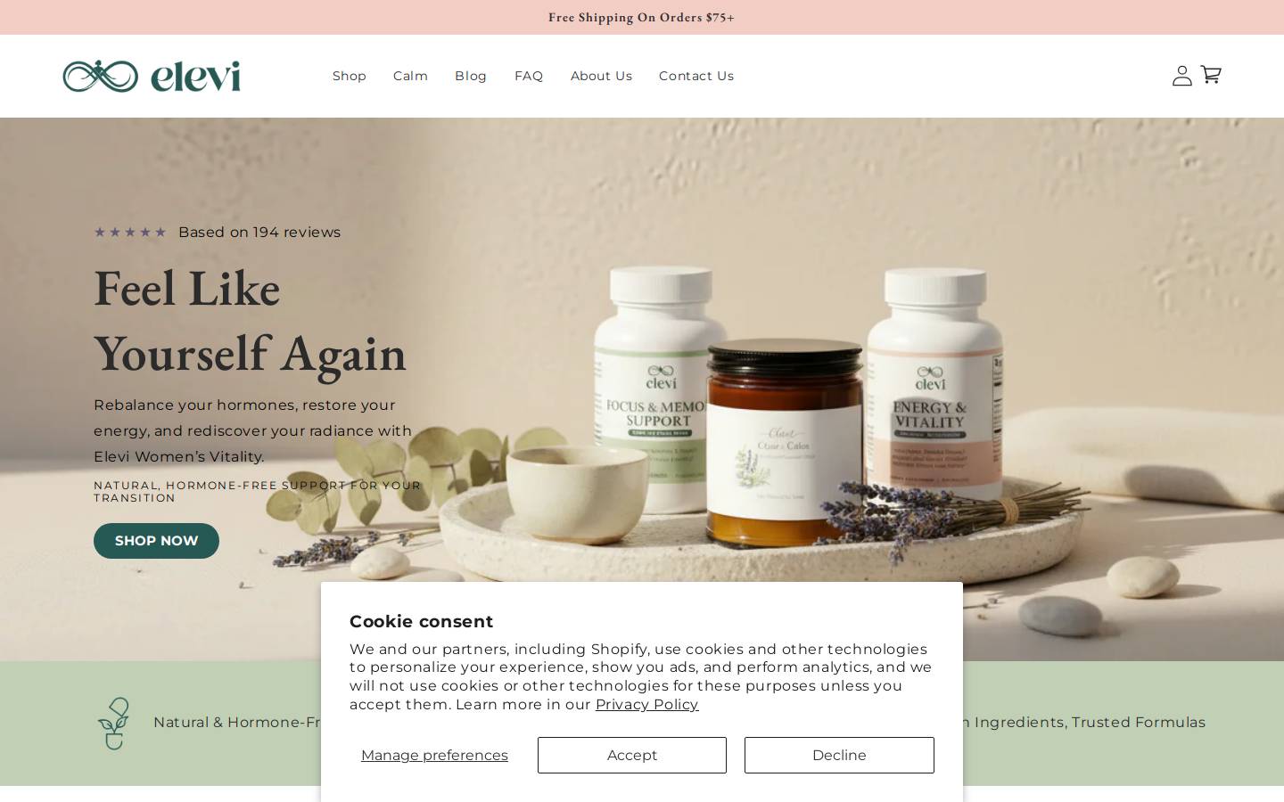 elevi-wellness.com homepage screenshot