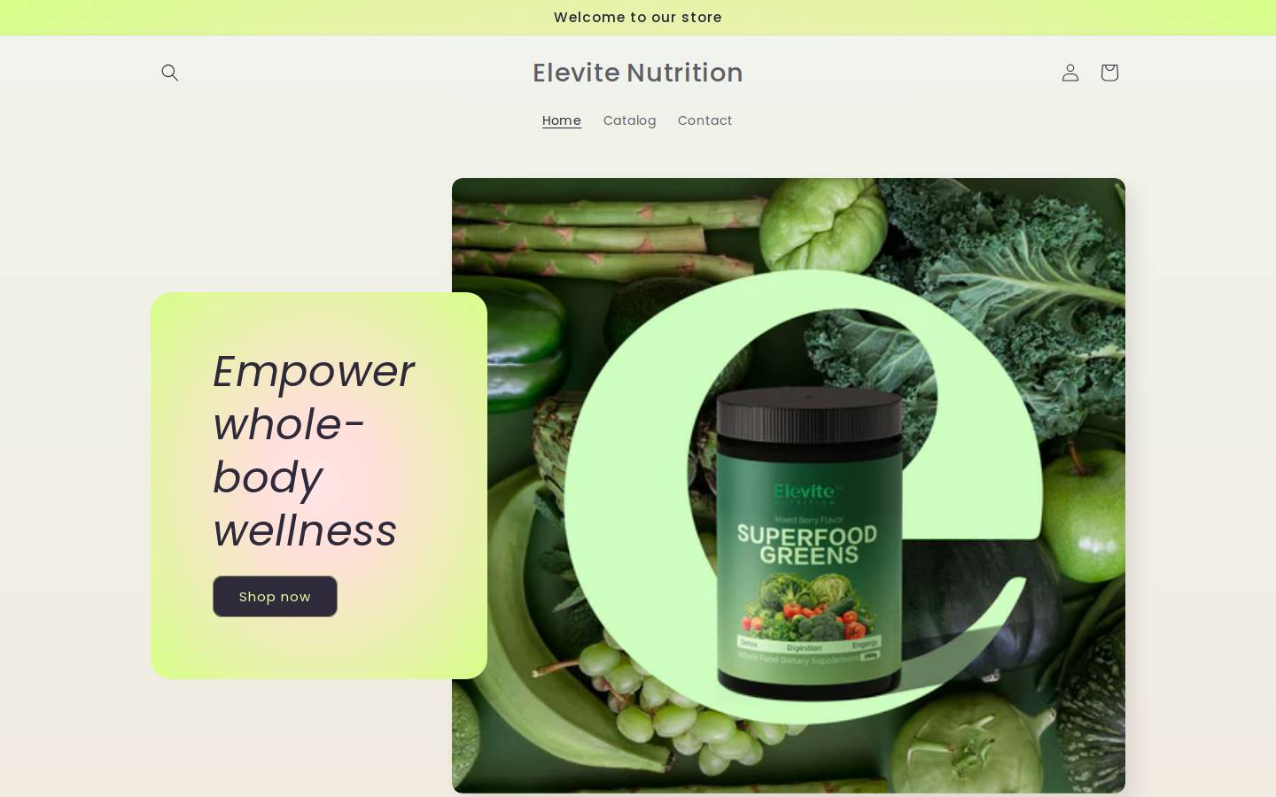 elevitenutrition.com homepage screenshot