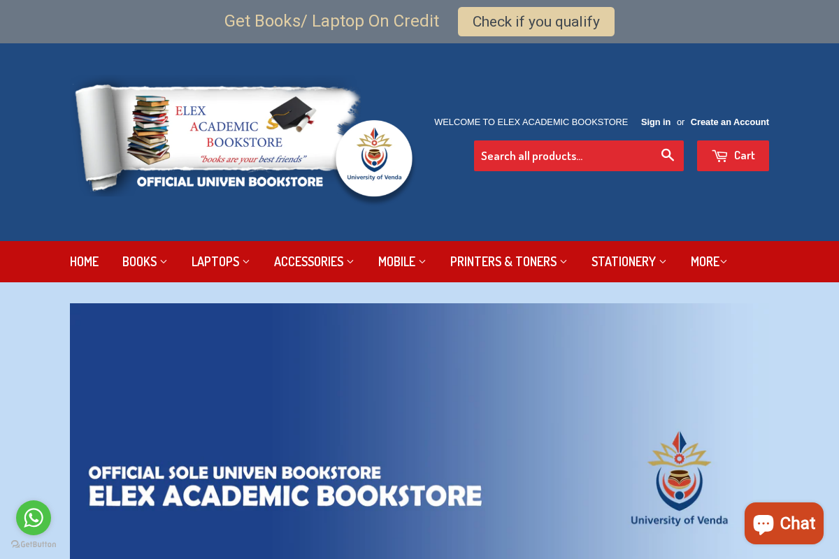 Elex Academic Bookstore homepage screenshot