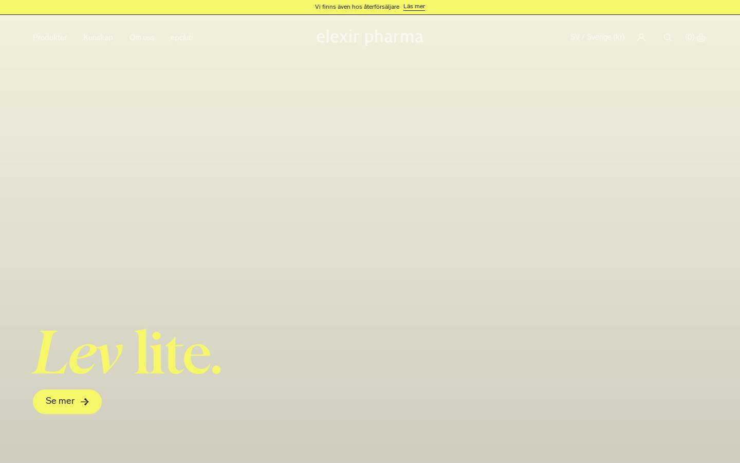 elexirpharma.se homepage screenshot