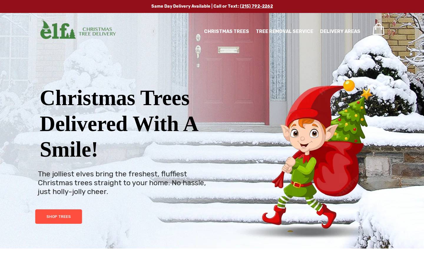 elfchristmastreedelivery.com homepage screenshot