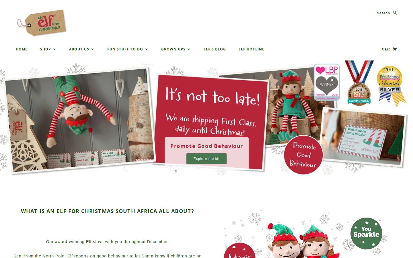 elfforchristmas.co.za homepage screenshot