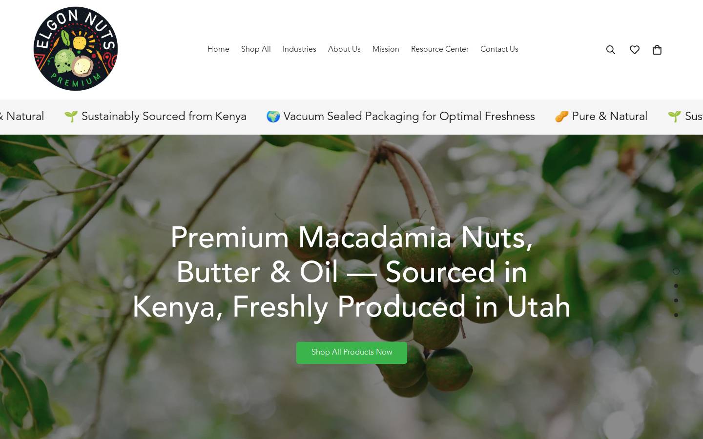elgonnuts.com homepage screenshot