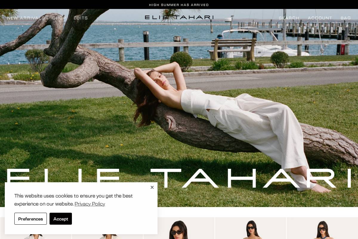 elietahari.com homepage screenshot