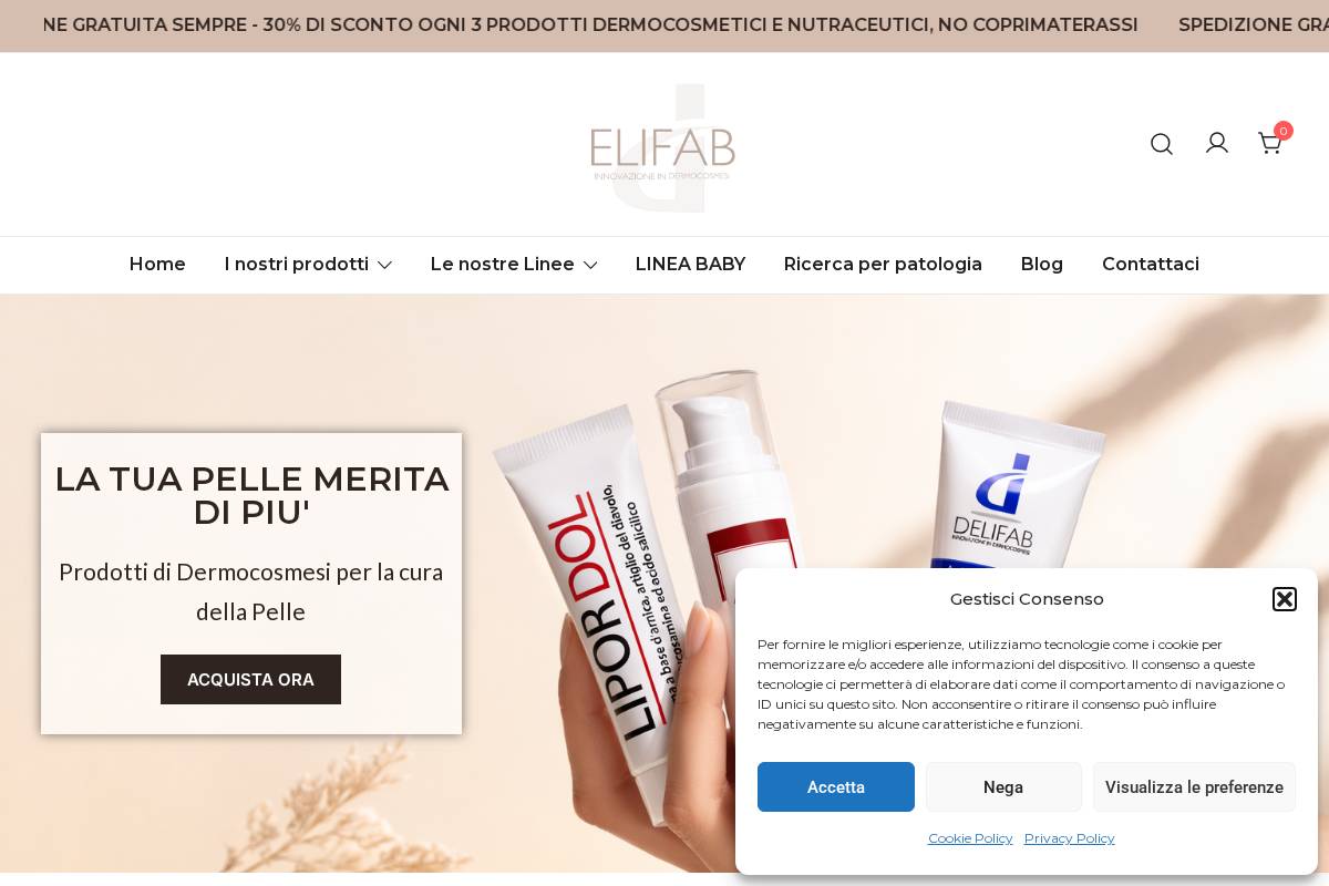 elifabshop.it homepage screenshot
