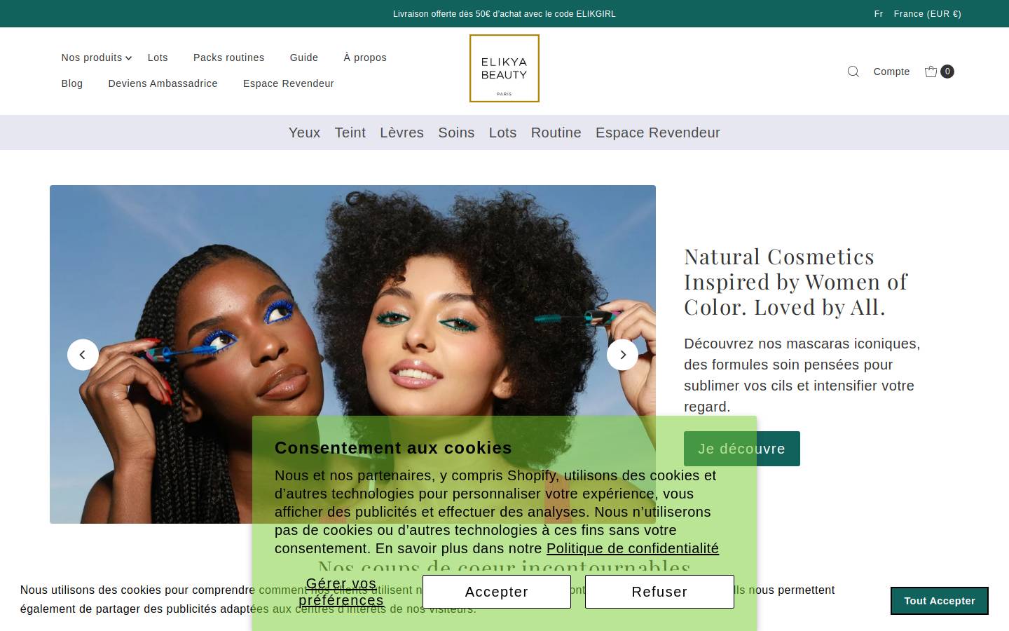 elikya-beauty.com homepage screenshot