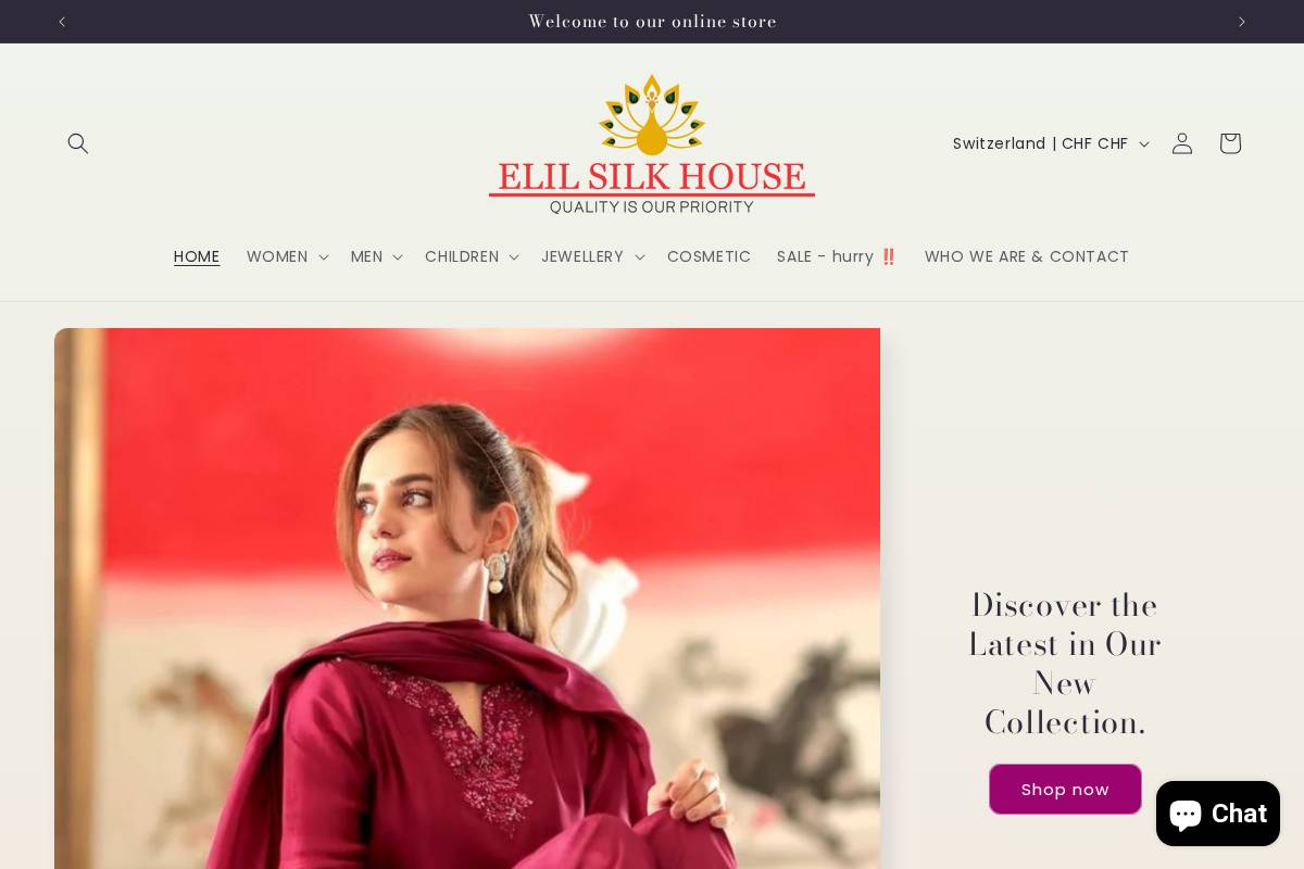 elilsilkhouse.com homepage screenshot