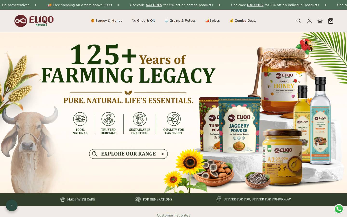 eliqonaturals.com homepage screenshot