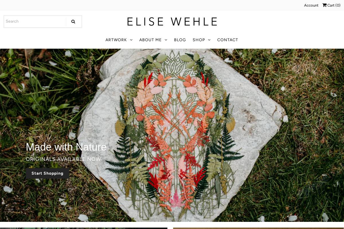 Elise Wehle homepage screenshot