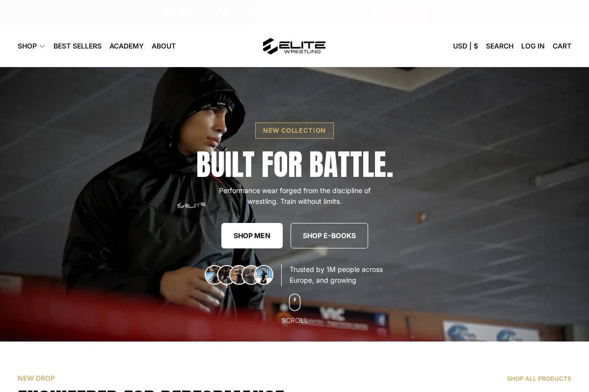 Elite Wrestling homepage screenshot