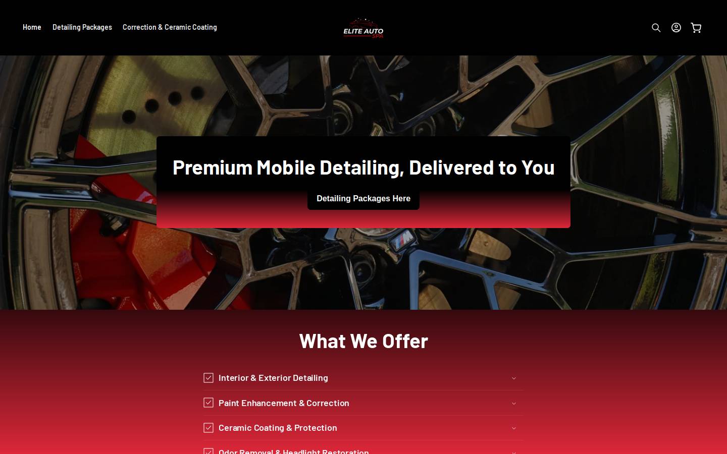 eliteautospa.co homepage screenshot