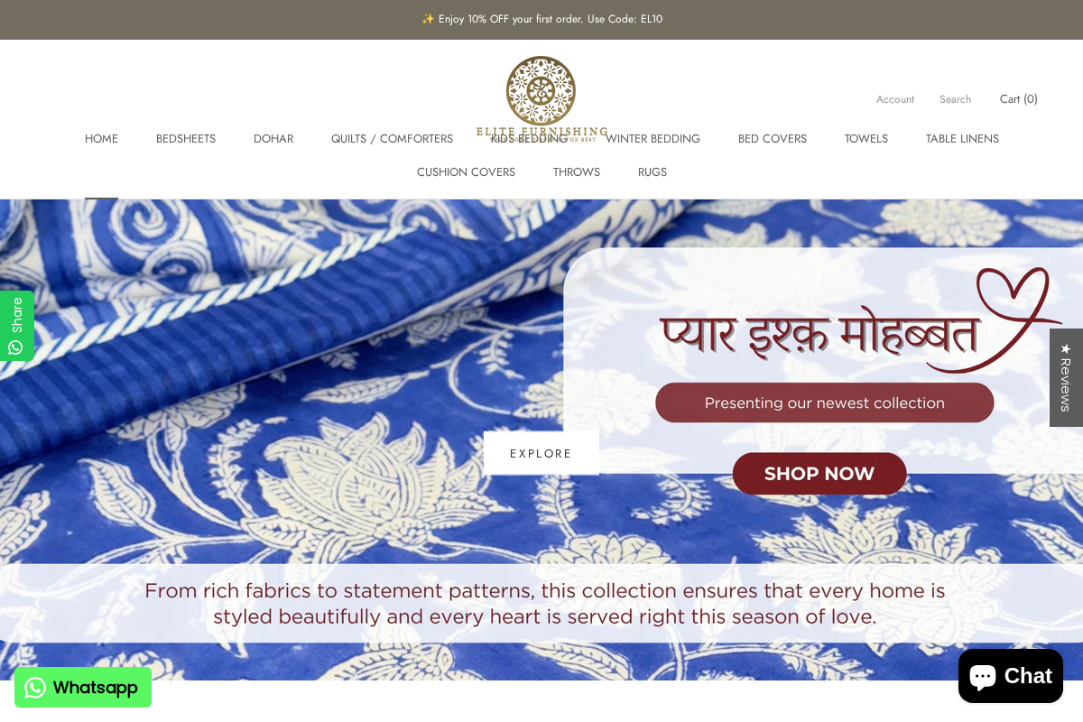 Elite Furnishing homepage screenshot