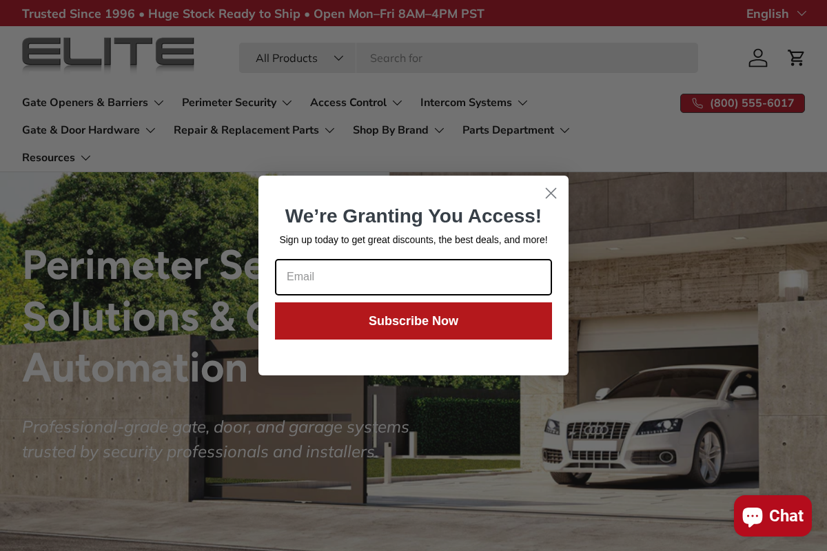 Elite Gates Store homepage screenshot