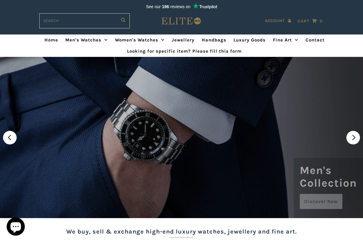 Elite HNW - Watch, Jewellery & Art Boutique homepage screenshot