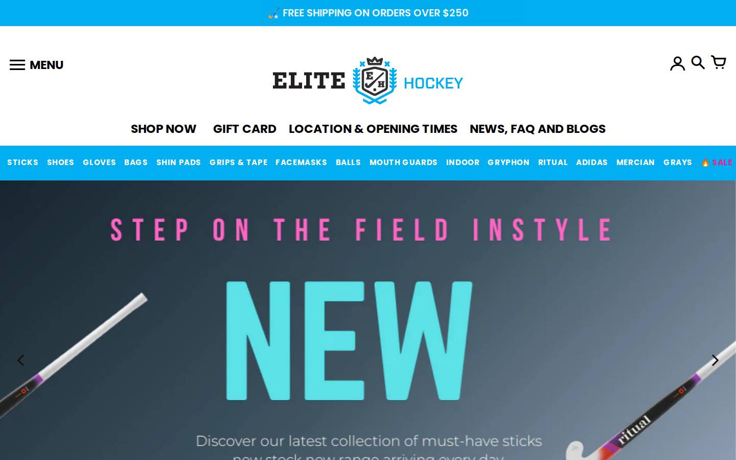 elitehockey.com.au homepage screenshot