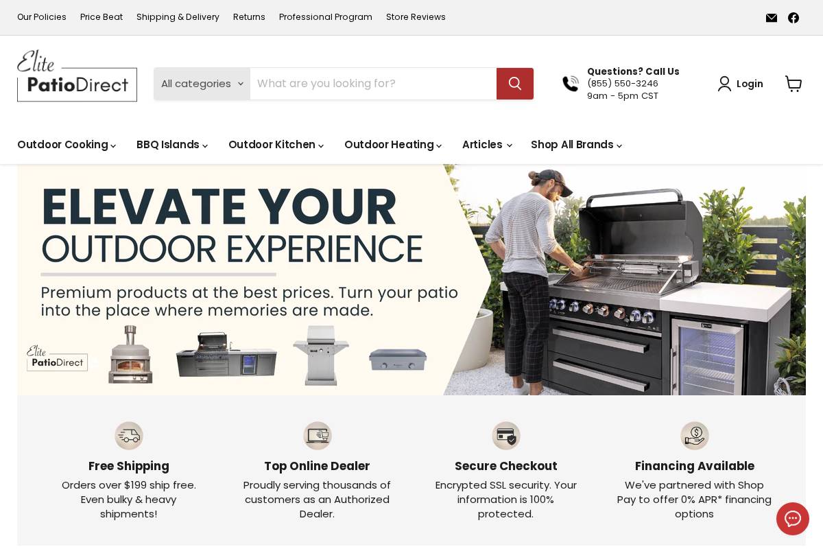 elitepatiodirect.com homepage screenshot