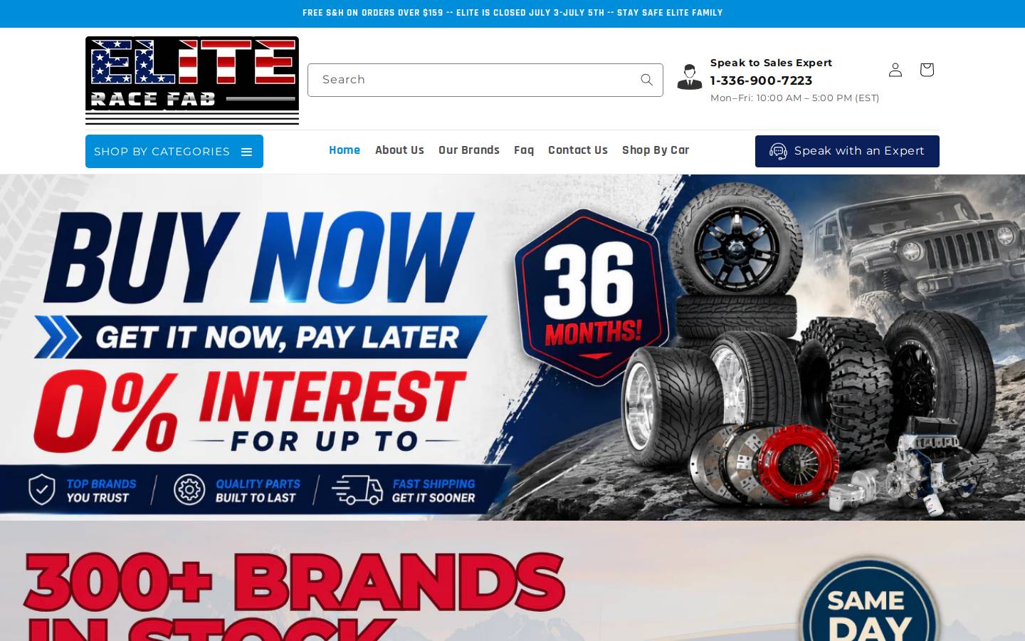 eliteracefab.com homepage screenshot