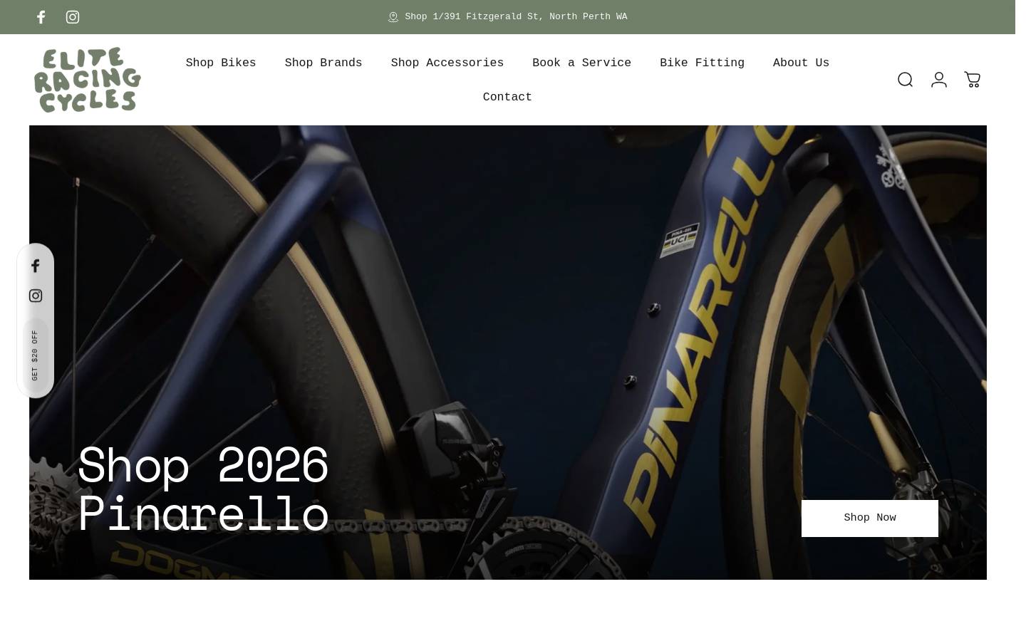 eliteracingcycles.com homepage screenshot