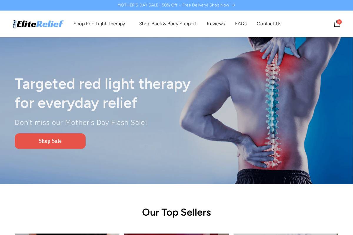 EliteRelief™ homepage screenshot