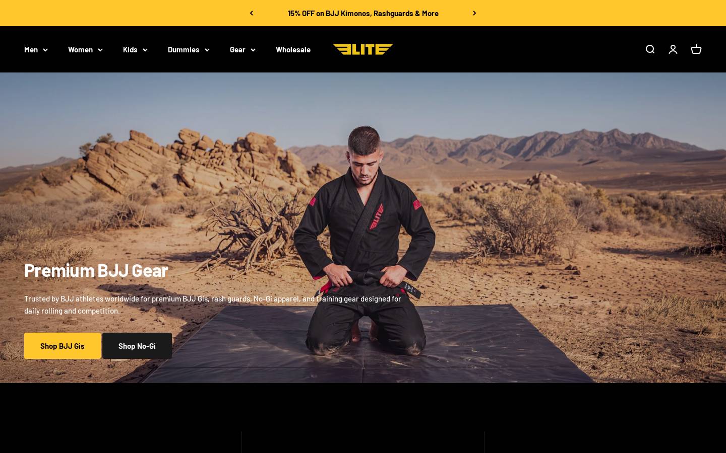 Elite Sports homepage screenshot