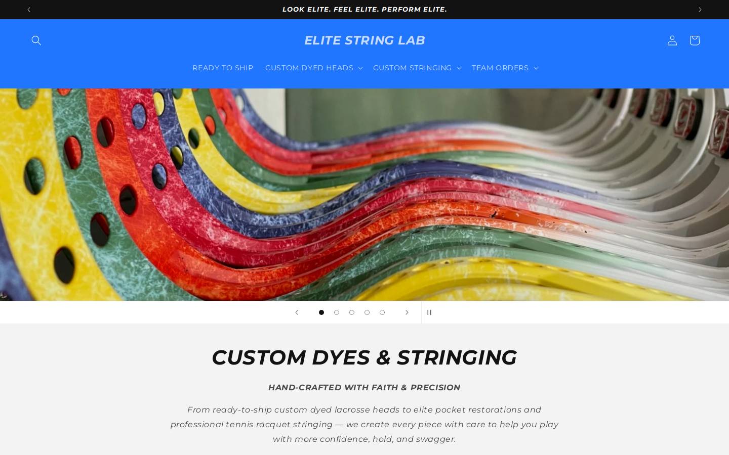 elitestringlab.com homepage screenshot