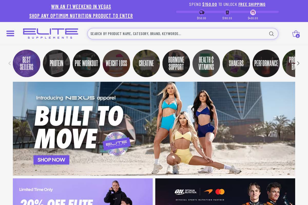 elitesupps.com.au homepage screenshot