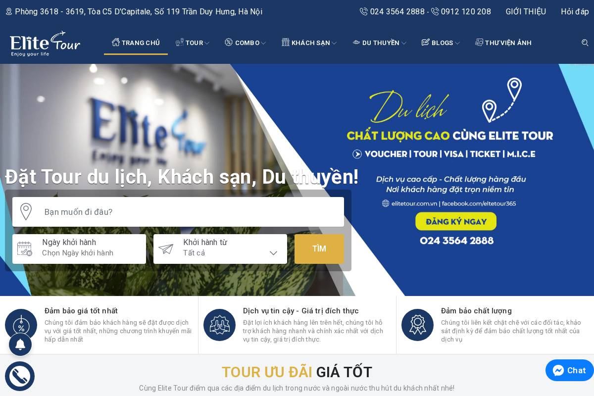 Elitetour homepage screenshot