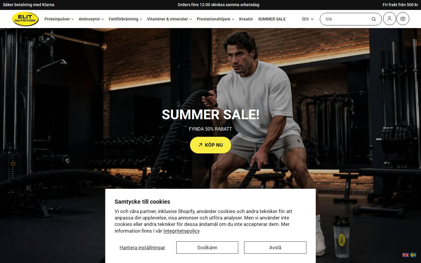 Elitstore homepage screenshot