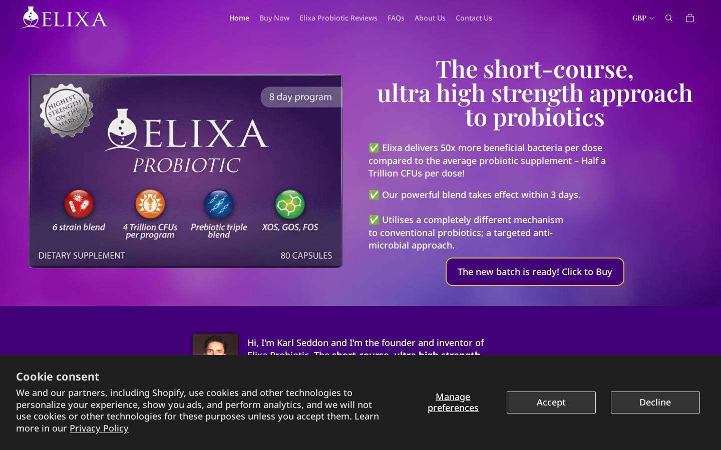 Elixa homepage screenshot