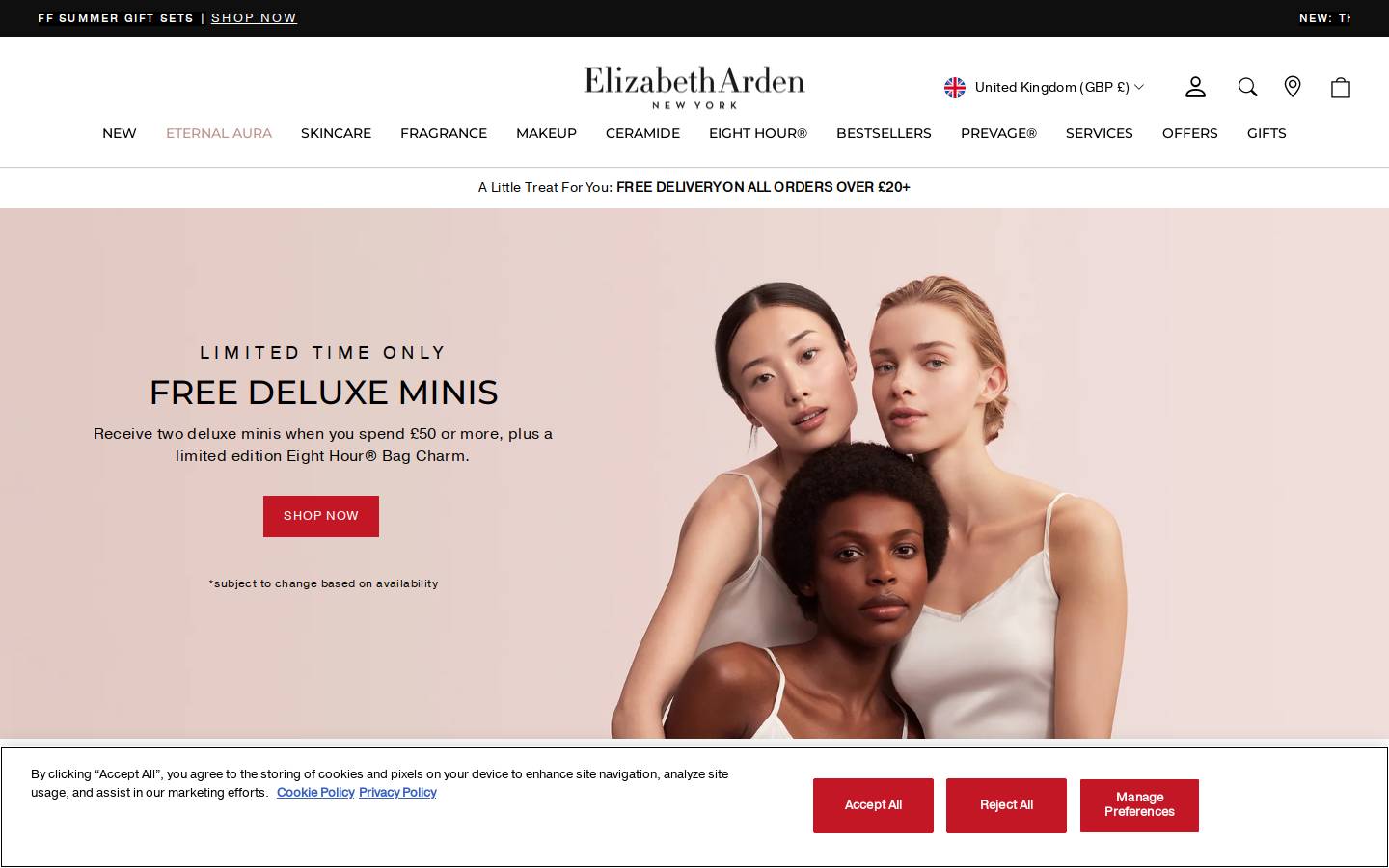 Elizabeth Arden homepage screenshot