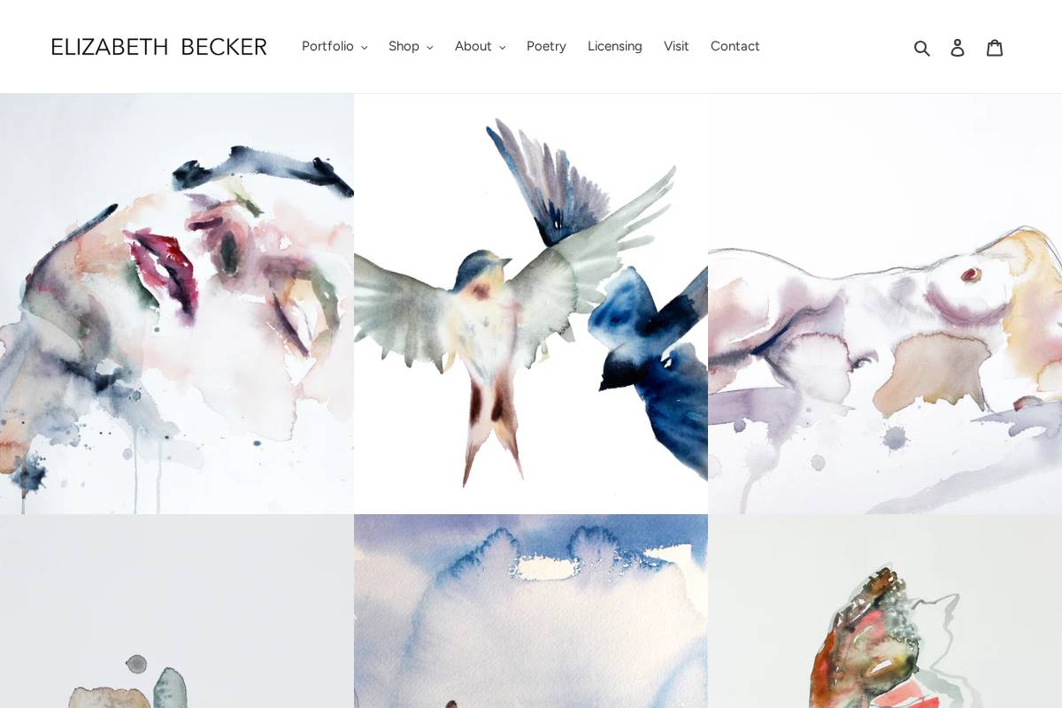 elizabethbeckerart.com homepage screenshot