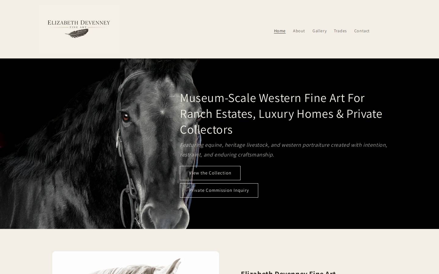 elizabethdevenneyfineart.com homepage screenshot