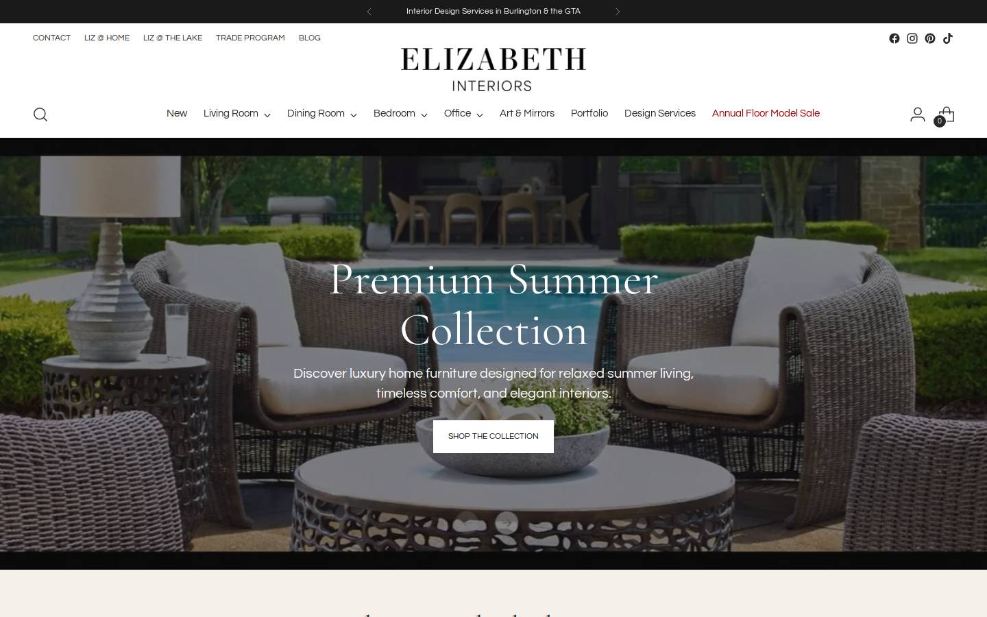 elizabethinteriors.com homepage screenshot