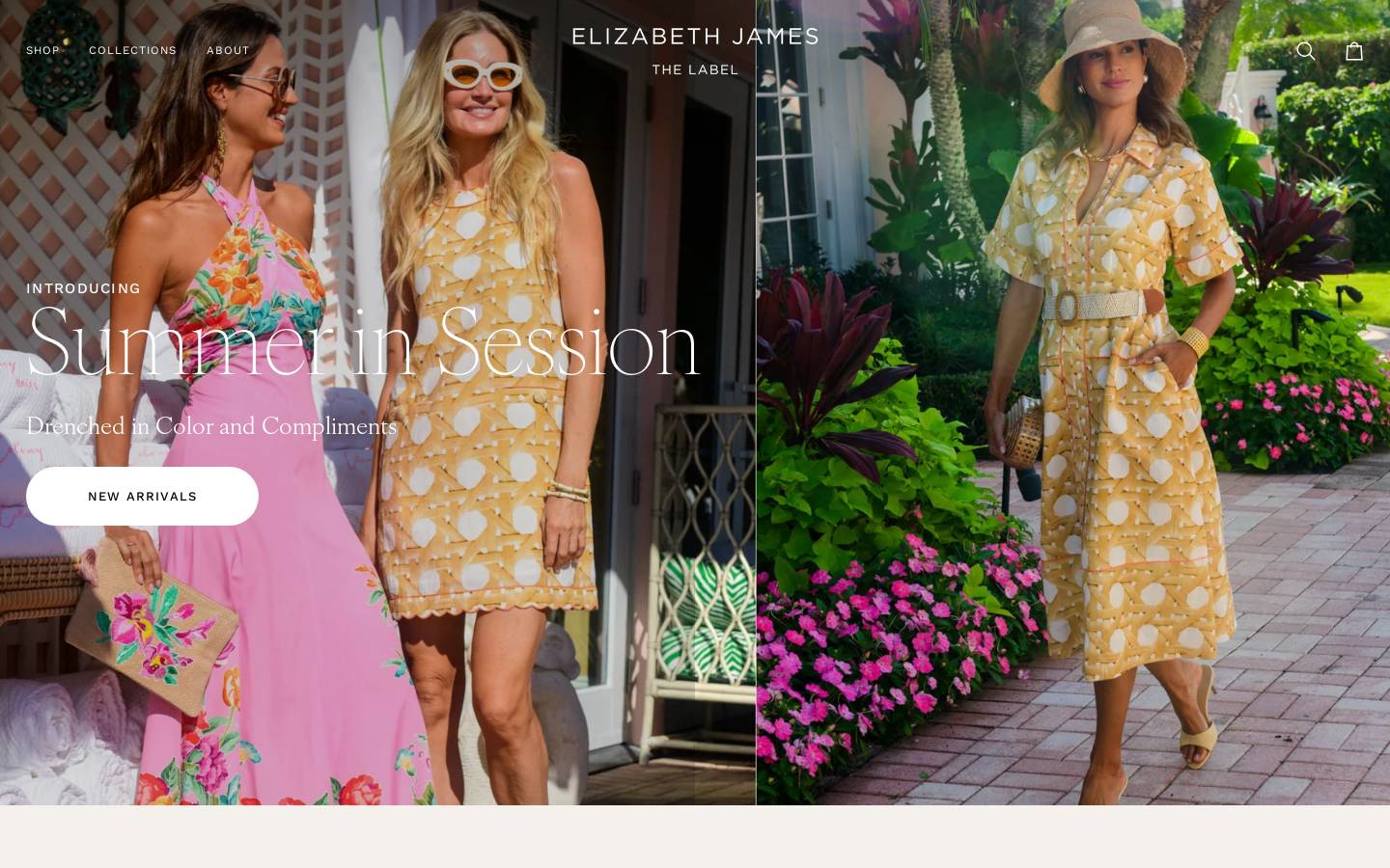 elizabethjamesthelabel.com homepage screenshot